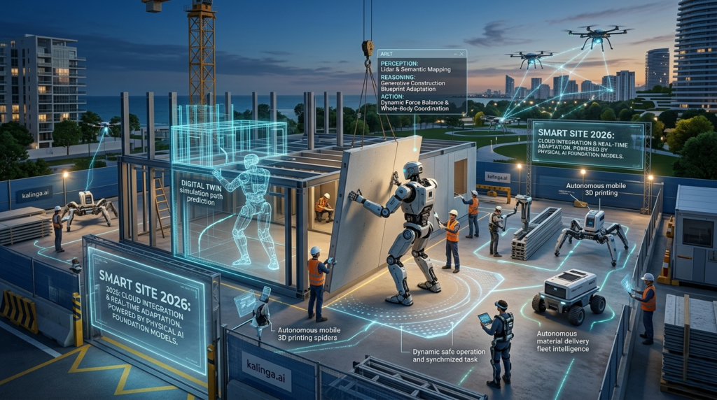 A collaborative humanoid robot uses Physical AI in industrial robotics to assemble intricate electronics with high-fidelity sensory perception and predictive reasoning.