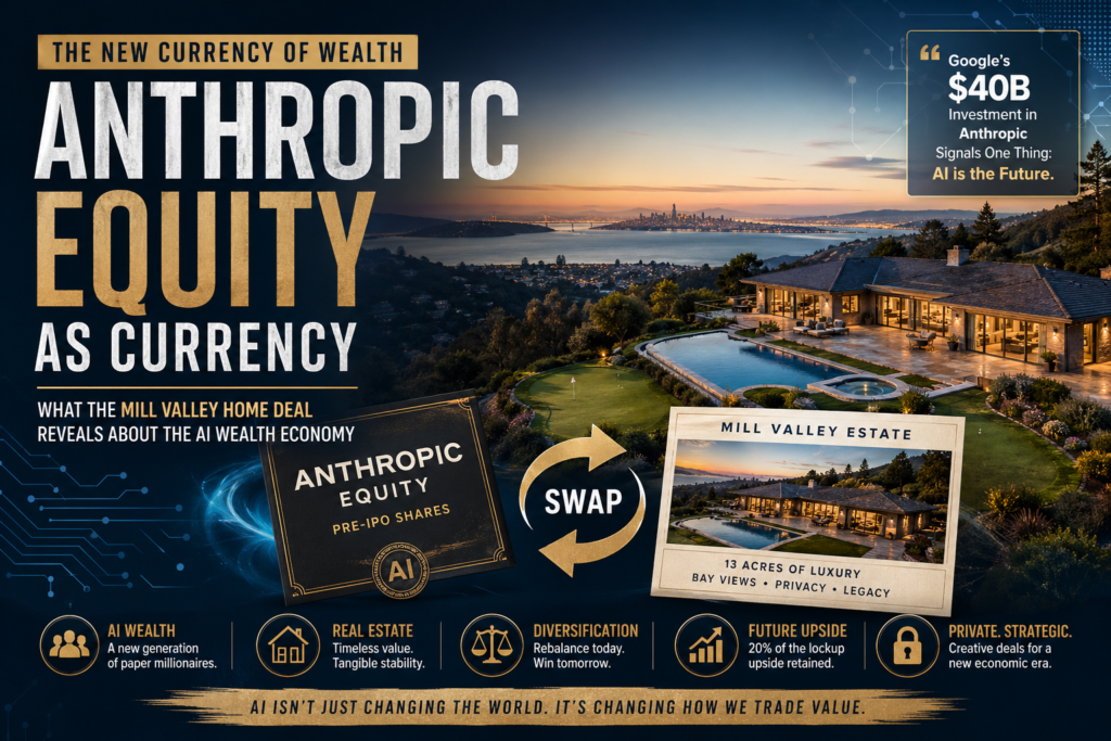 Mill Valley estate offered for Anthropic equity in AI wealth shift