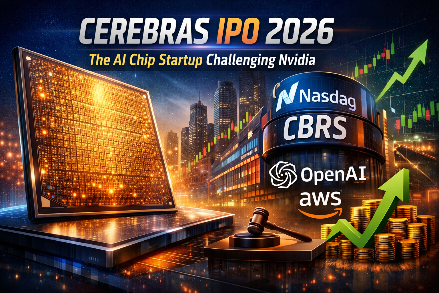 Cerebras IPO showcasing wafer-scale AI chip and stock market debut of the AI hardware startup