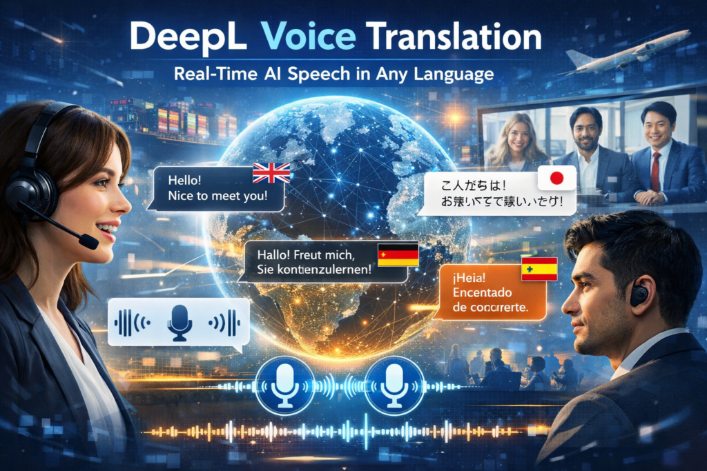 DeepL Voice translation converting live speech into multiple languages in real time with AI-powered voice output