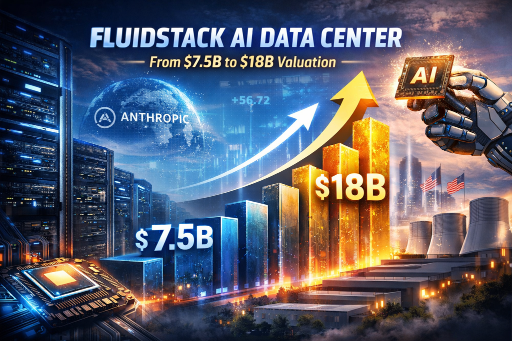 FluidStack AI data center expansion showing rapid valuation growth and infrastructure scaling for AI computing