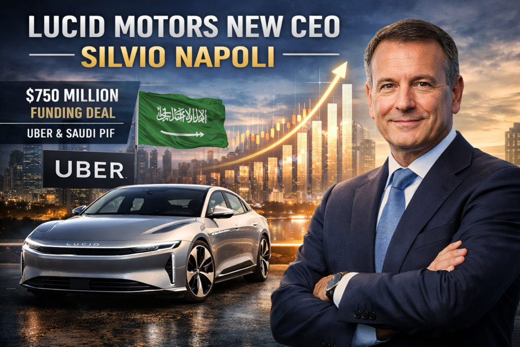 Lucid Motors new CEO Silvio Napoli after $750M funding announcement and leadership change in 2026