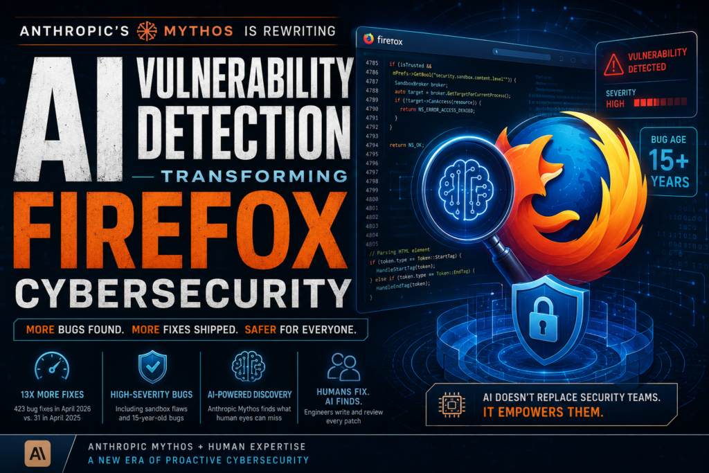 AI vulnerability detection system scanning Firefox code for cybersecurity bugs using Anthropic Mythos model