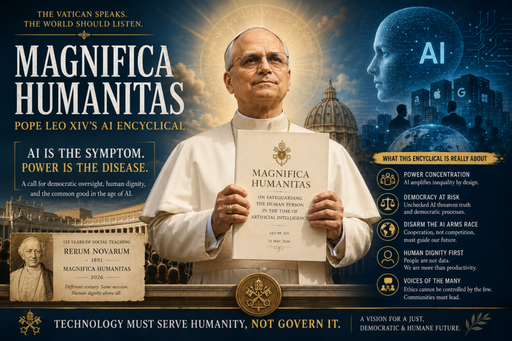 Pope Leo XIV presenting Magnifica Humanitas, the Vatican’s AI encyclical on democracy and AI power concentration