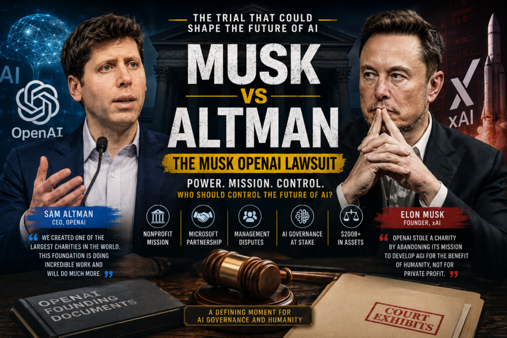 Sam Altman testifies during the Musk OpenAI lawsuit, highlighting AI governance conflict with Elon Musk.