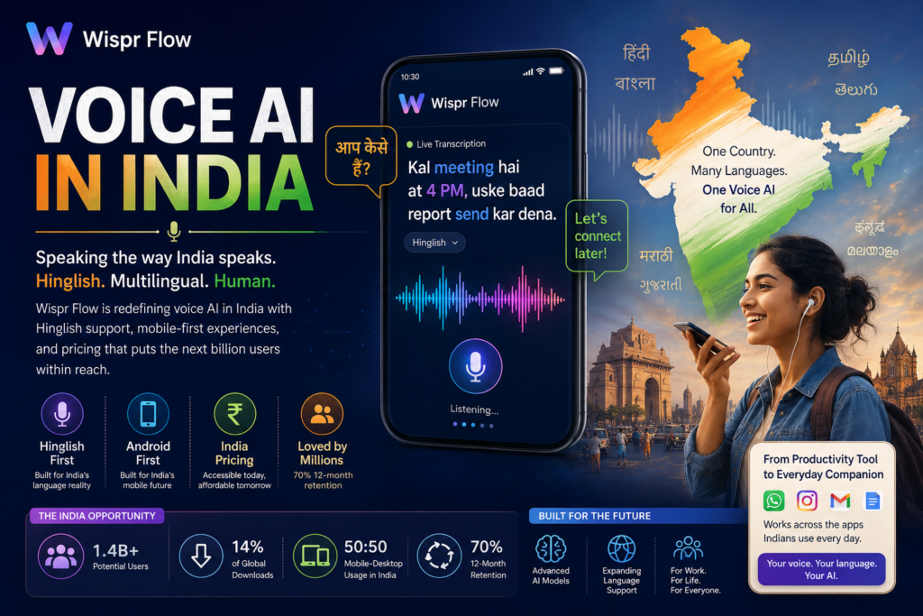 Wispr Flow expanding voice AI in India with Hinglish support and multilingual speech technology for mobile users