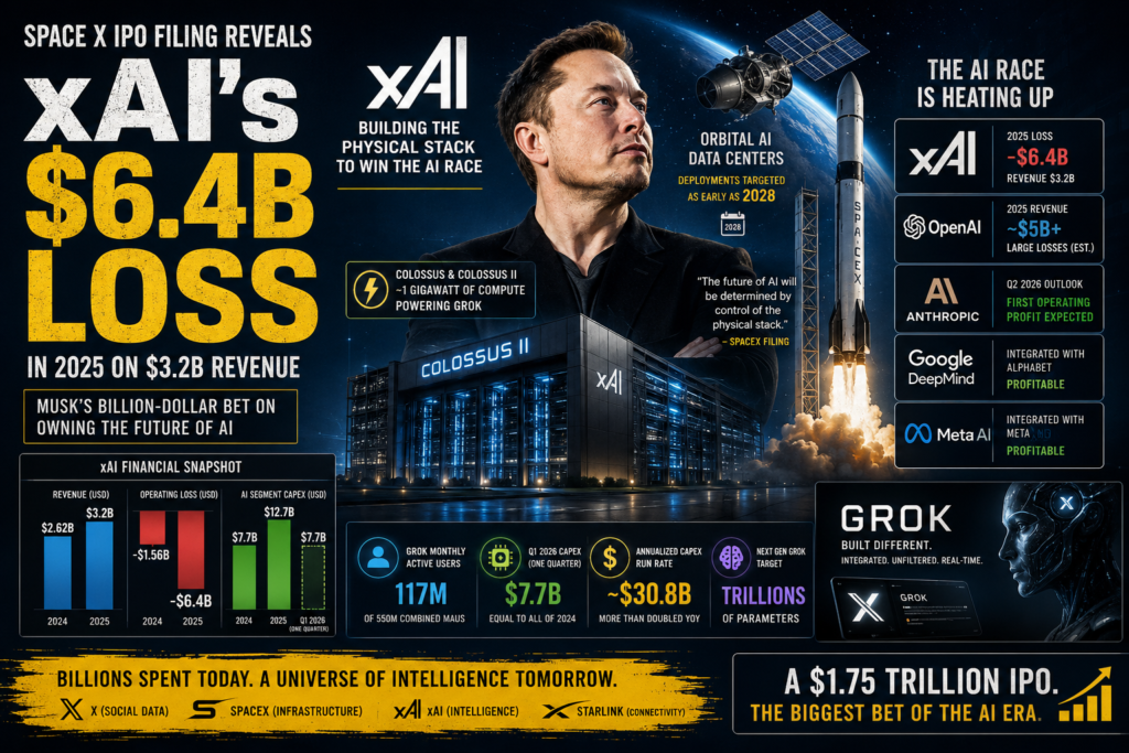 xAI SpaceX IPO filing reveals Grok AI spending strategy and $6.4 billion loss in the AI race