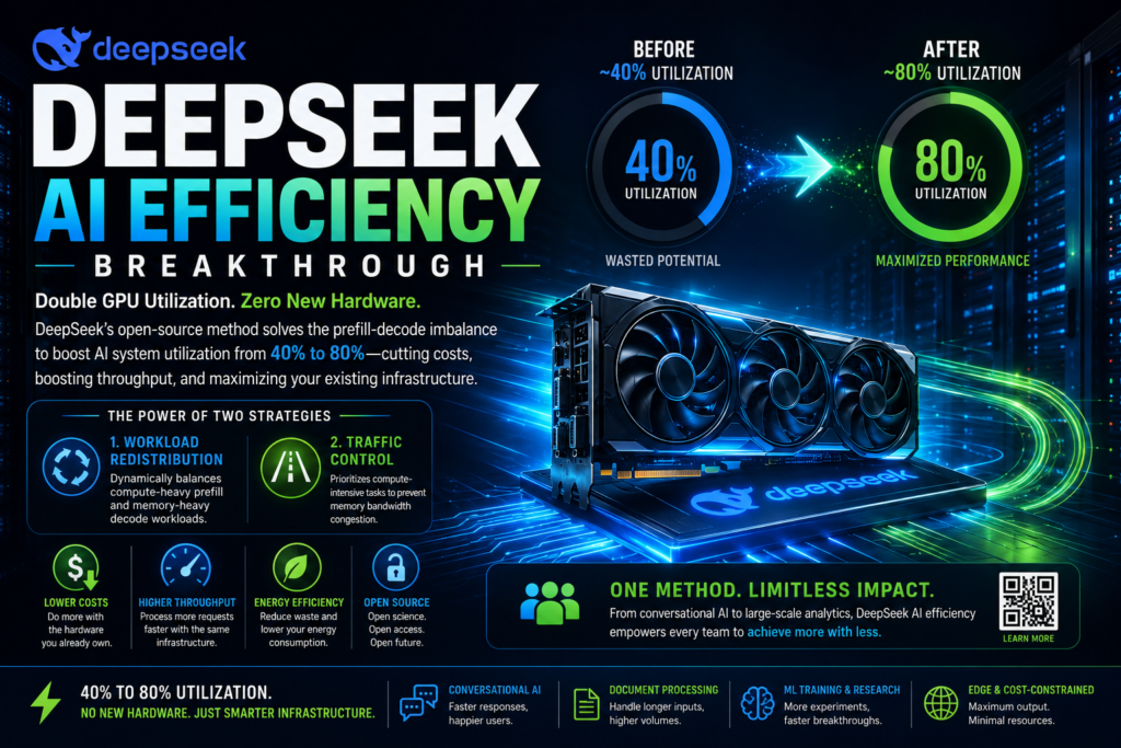 DeepSeek AI efficiency solution improving GPU utilization from 40% to 80% through workload redistribution