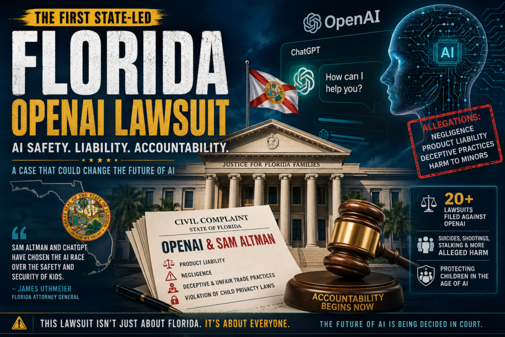 Florida OpenAI lawsuit highlighting AI safety, legal liability, and regulatory challenges facing ChatGPT