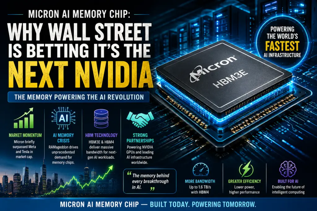 Micron AI memory chip powering next-generation AI servers with High-Bandwidth Memory (HBM) technology.