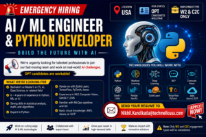🚨 EMERGENCY HIRING: AI / ML Engineer & Python Developer 🚨