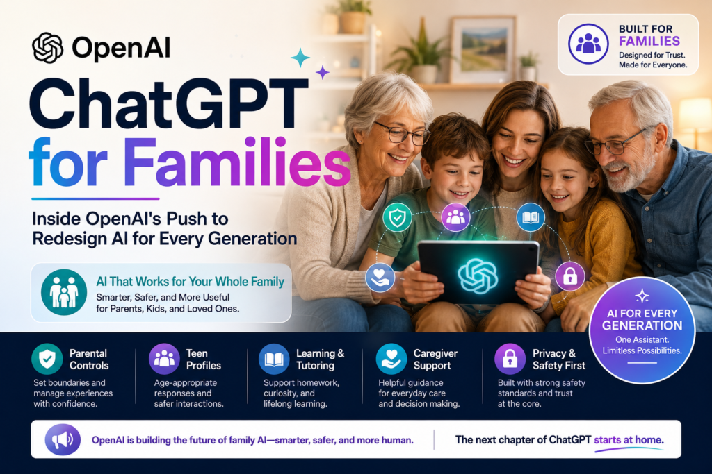 OpenAI's ChatGPT for Families introduces household AI features, parental controls, and caregiver tools for safer AI experiences.
