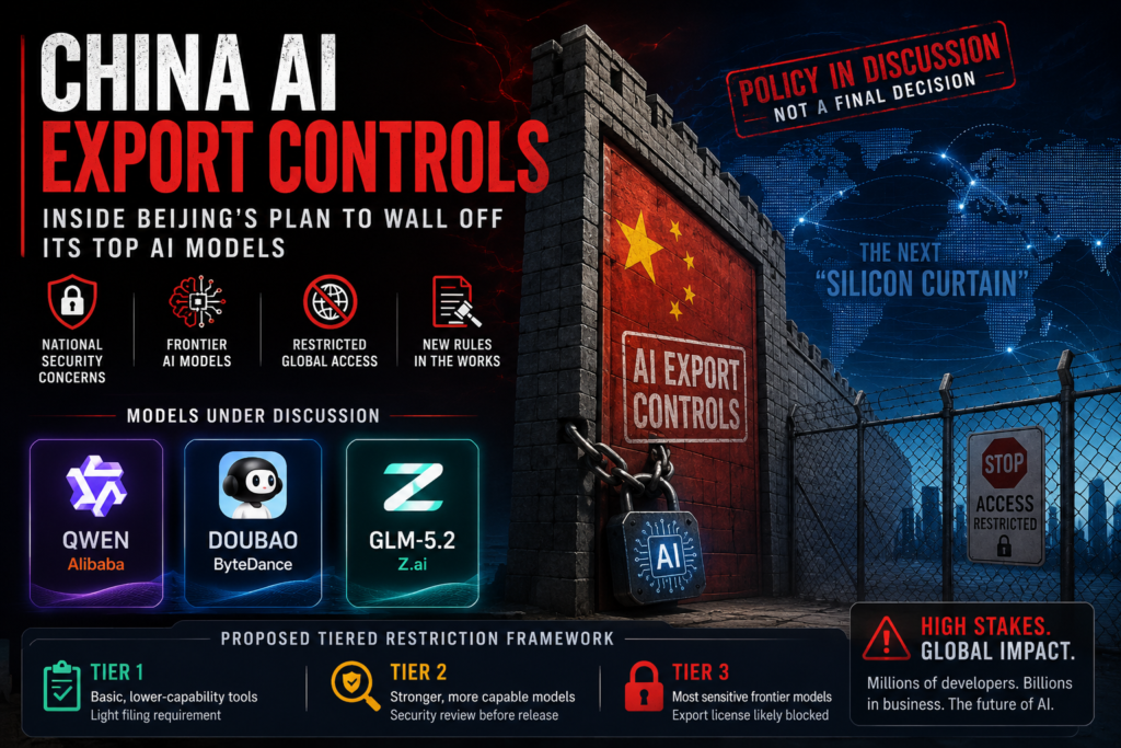 China AI export controls could restrict global access to advanced AI models like Qwen, Doubao, and GLM-5.2.