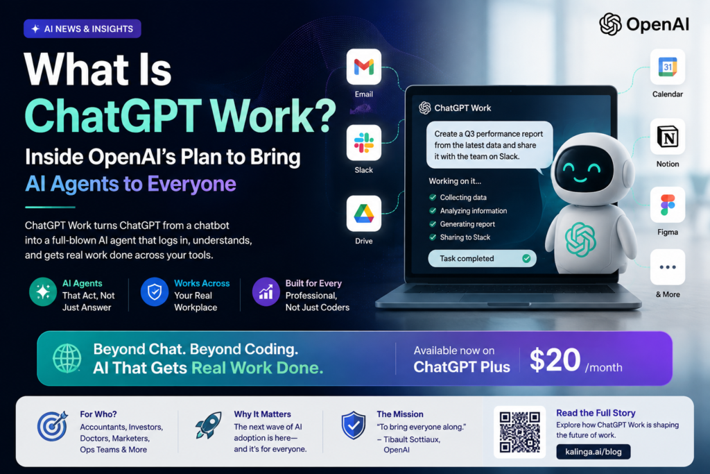ChatGPT Work AI agent connecting email, calendars, Slack, and workplace tools