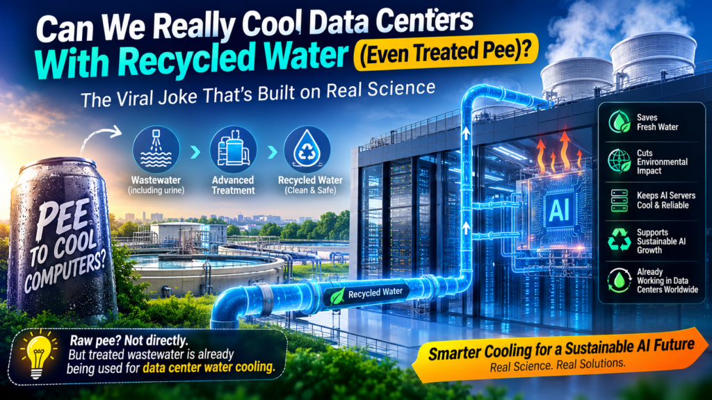 Data center water cooling using recycled water for AI servers and sustainable infrastructure
