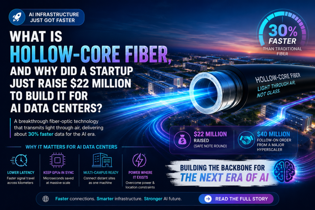 Hollow-core fiber connecting AI data centers with faster, lower-latency data transmission