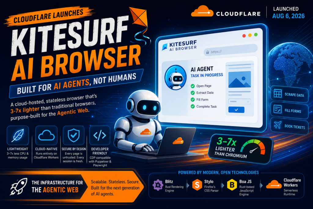 Kitesurf AI browser running AI agents on Cloudflare Workers