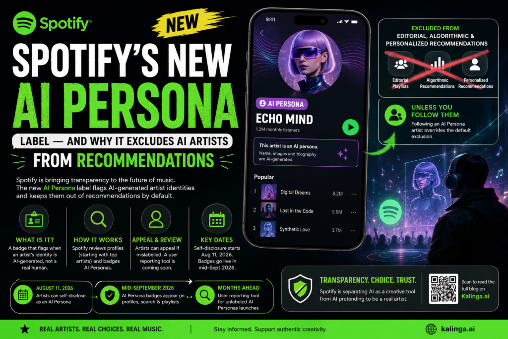 Spotify AI Persona label showing how AI artist identities affect music recommendations