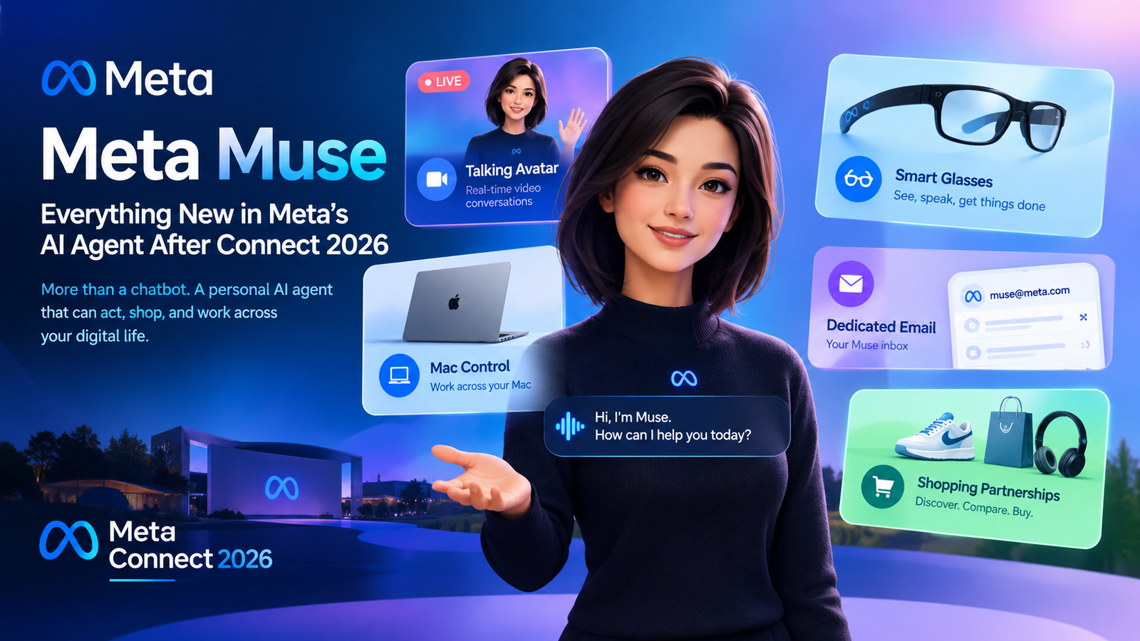 Meta Muse AI agent with new avatar, smart glasses, Mac control, and shopping features at Connect 2026