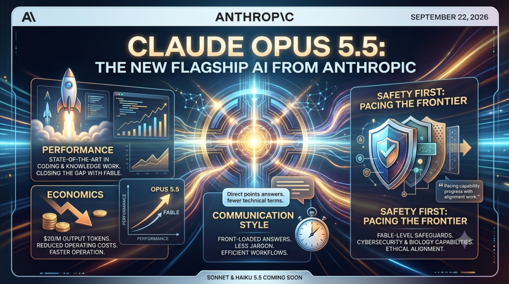 Claude Opus 5.5 Anthropic flagship AI model with faster performance, lower pricing, and enhanced safety