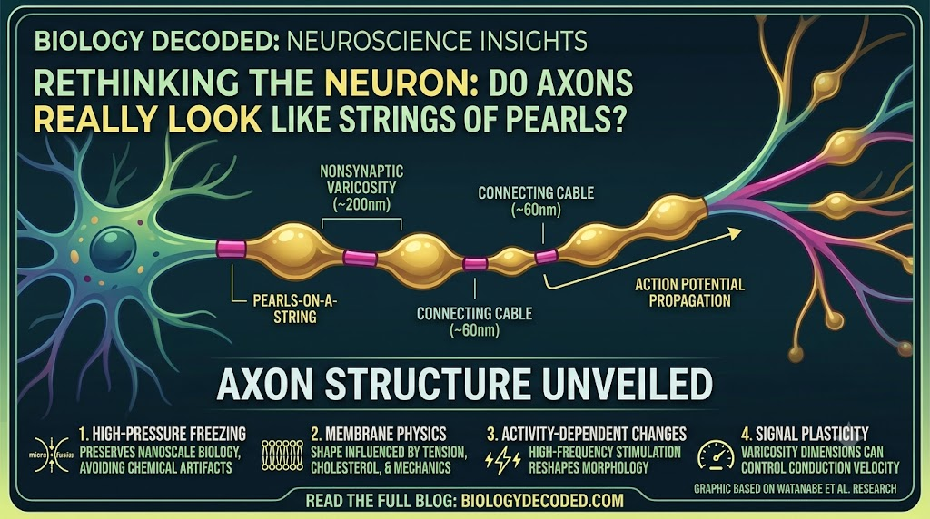 New axon structure research shows unmyelinated axons with tiny pearls-on-a-string formations