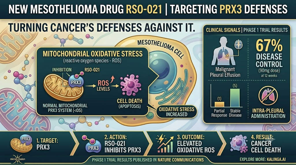 Mesothelioma drug RSO-021 targeting PRX3 to increase oxidative stress in cancer cells