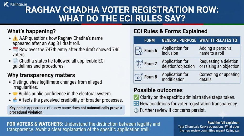 Raghav Chadha voter registration dispute over Delhi electoral roll and ECI procedures