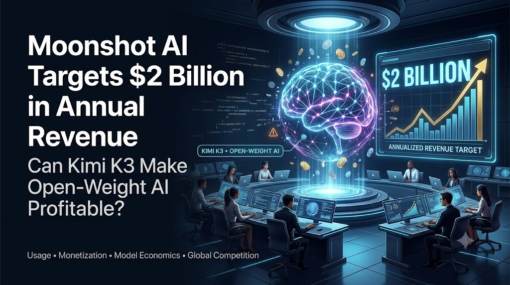 Moonshot AI $2 billion revenue target driven by Kimi K3 and its open-weight AI strategy.