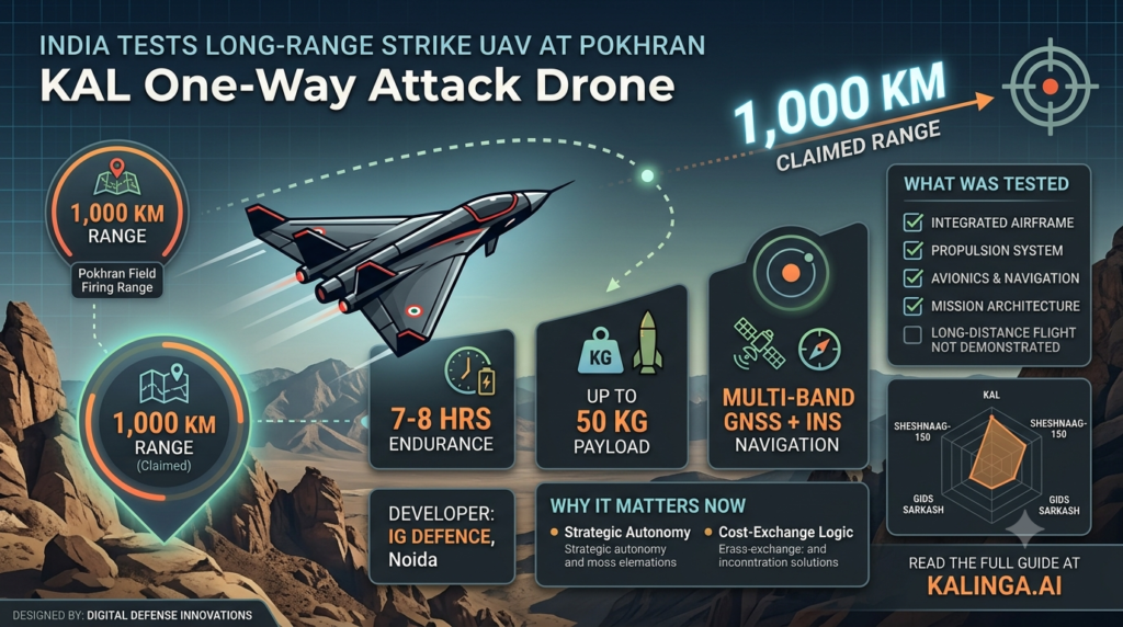 KAL one-way attack drone tested at Pokhran, highlighting India's long-range strike UAV development