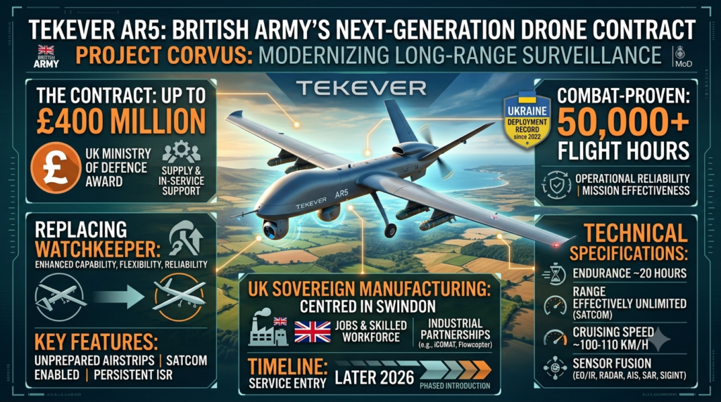 TEKEVER AR5 long-endurance drone for the British Army Project CORVUS