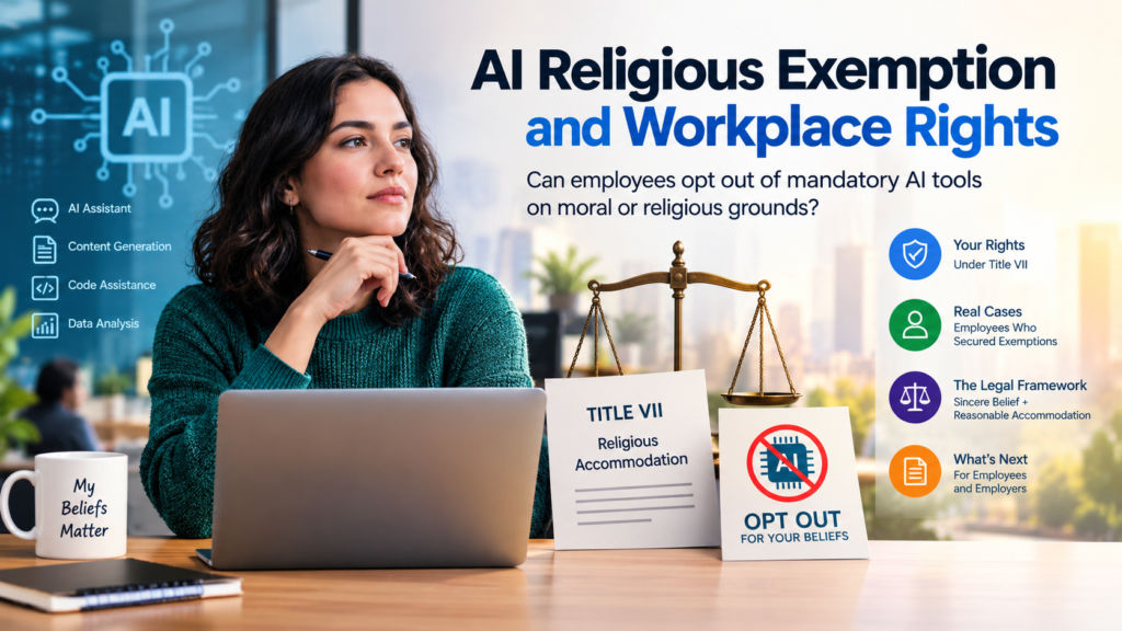 AI religious exemption allowing employees to opt out of mandatory workplace AI tools based on personal beliefs.