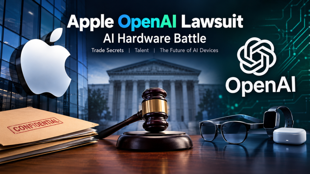 Apple OpenAI lawsuit over alleged trade secret theft and competition in AI hardware development.