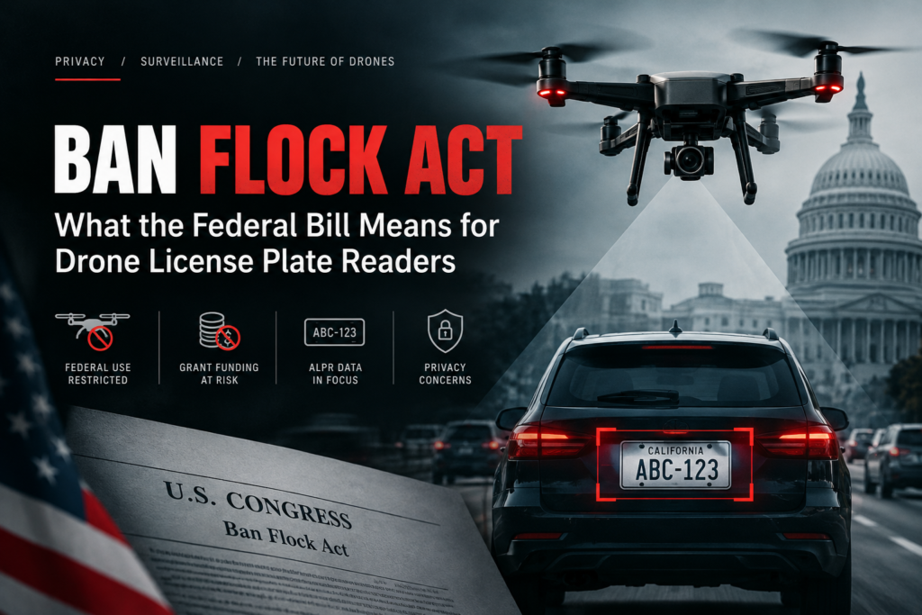 Ban Flock Act and drone license plate readers amid federal surveillance and privacy concerns.