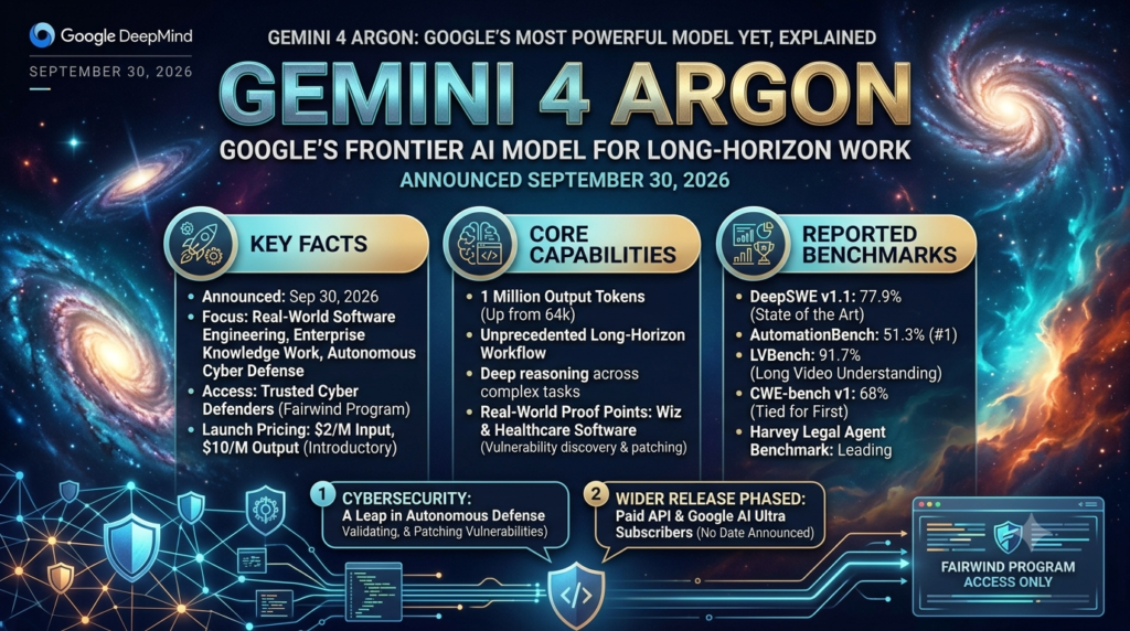Gemini 4 Argon Google AI model for advanced coding, enterprise work, and cybersecurity