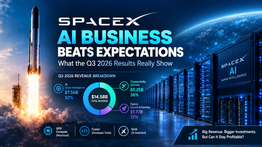 SpaceX AI business Q3 2026 results showing AI data centers, computing infrastructure, and revenue growth.