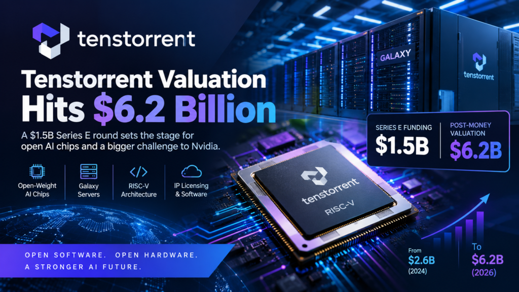 Tenstorrent valuation reaches $6.2 billion as the AI chip startup raises $1.5 billion in Series E funding.