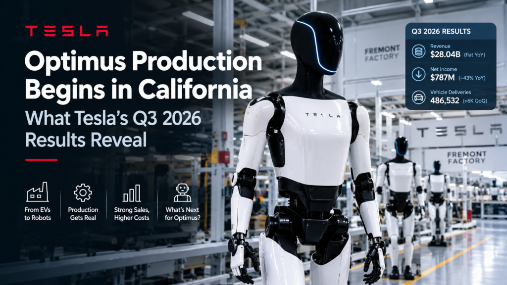 Tesla Optimus production begins at the Fremont factory as humanoid robots move toward commercial manufacturing.